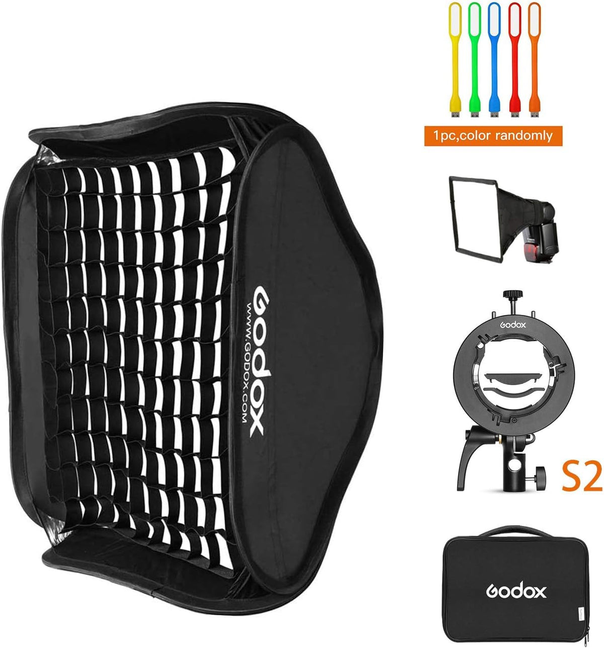 24x24inch Foldable Flash Softbox with Bowens Mount and Carrying Case Pack of 2 W476579