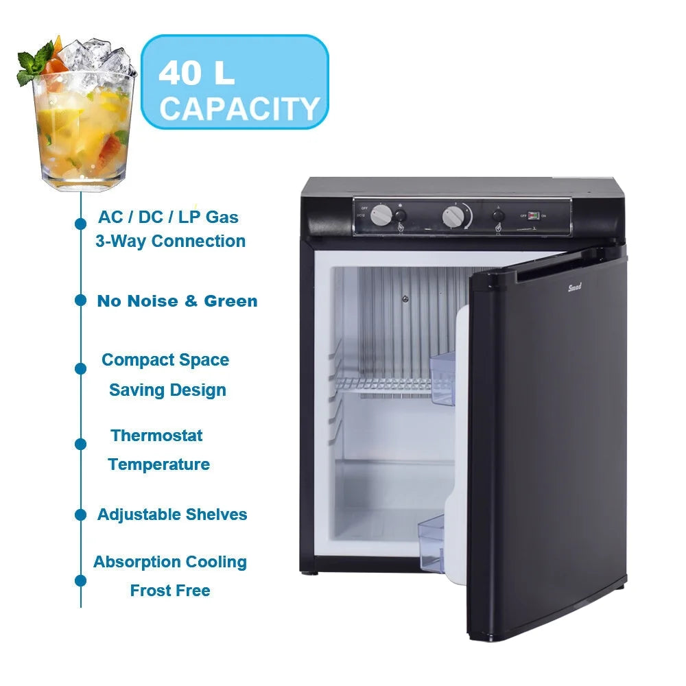 3 Way Propane RV Refrigerator 1.4 Cu.ft Compact Camper Fridge B1407