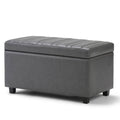 Faux Leather Storage Ottoman Stone Gray K458