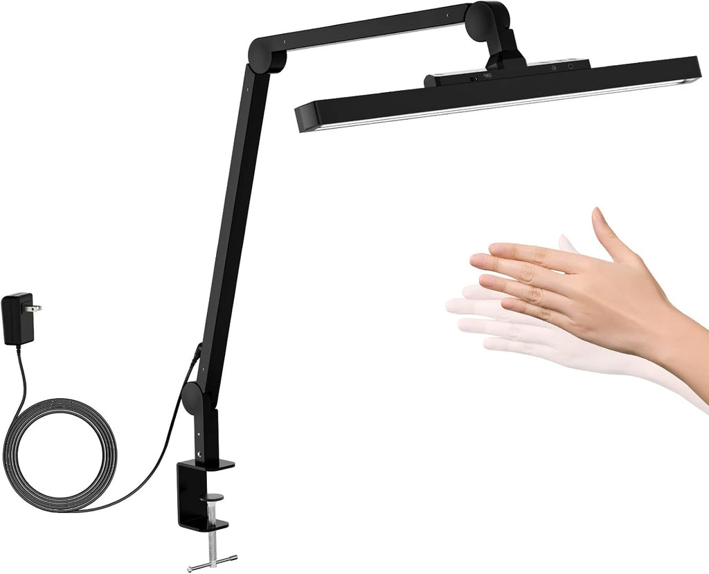 LED Desk Lamp with Clamp, Dimmable Swing Arm, 4 Color Modes C52426