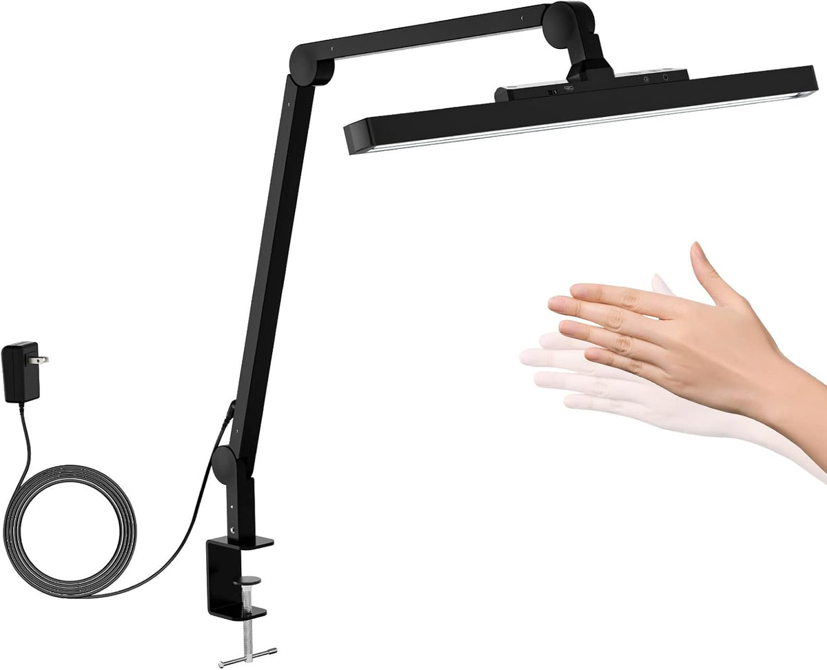 LED Desk Lamp with Clamp, Dimmable Swing Arm, 4 Color Modes C52426