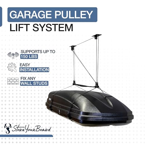 Cargo Box Ceiling Hoist with Pulley Lift System, Fits 8–10 ft Ceilings, Holds 150 lbs L8911
