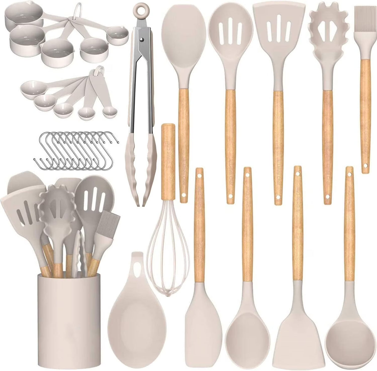 33 Pcs Non-Stick Silicone Cooking Utensil Set with Holder K88394