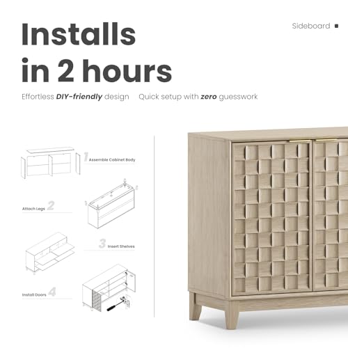 Walnut Finish Solid Wood Sideboard Cabinet with Storage P465
