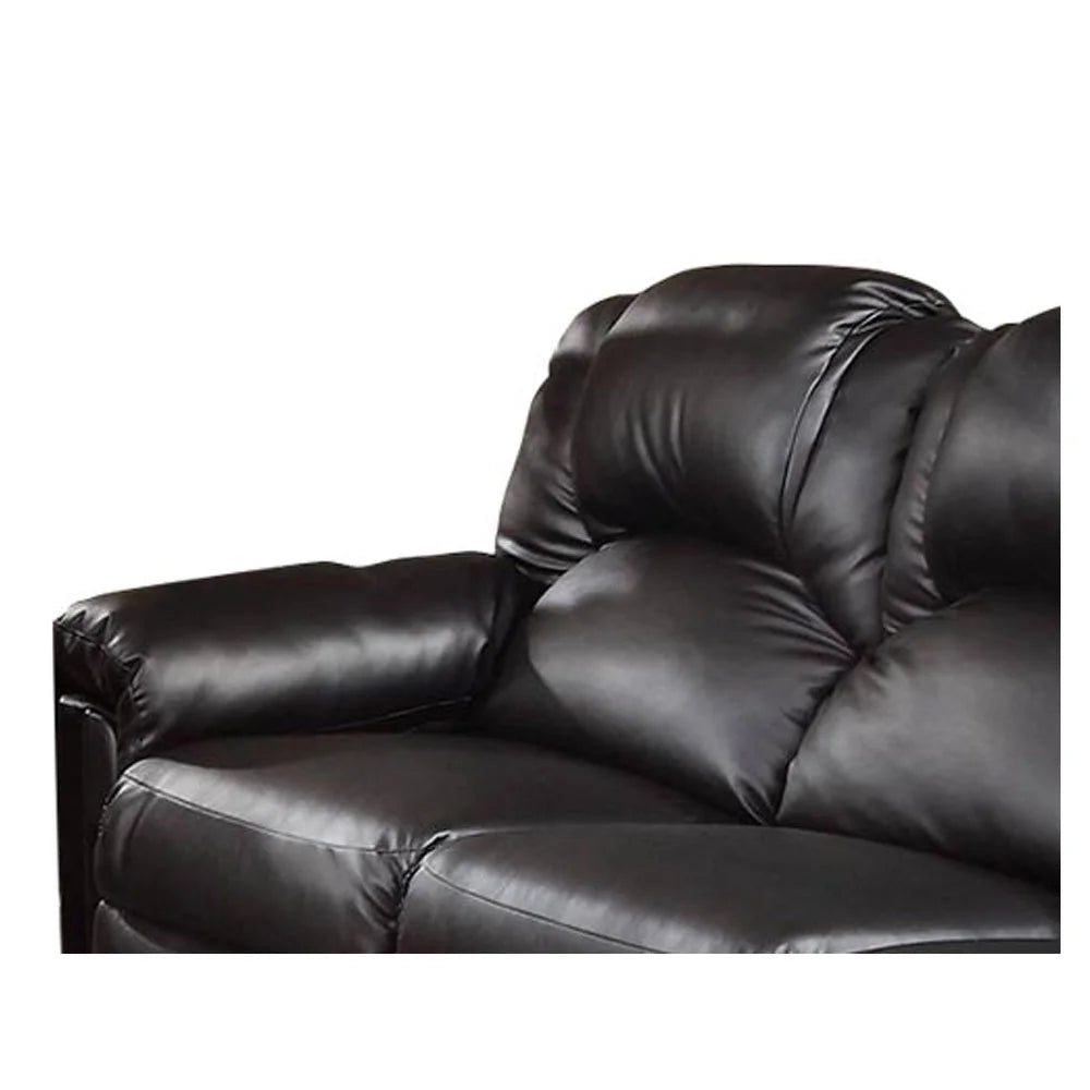 Black 3 Seats Bonded Leather Manual Reclining Sofa L4074
