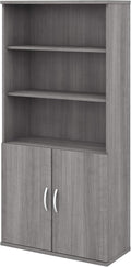 Storm Gray 5 Shelf Bookcase with Doors V573744