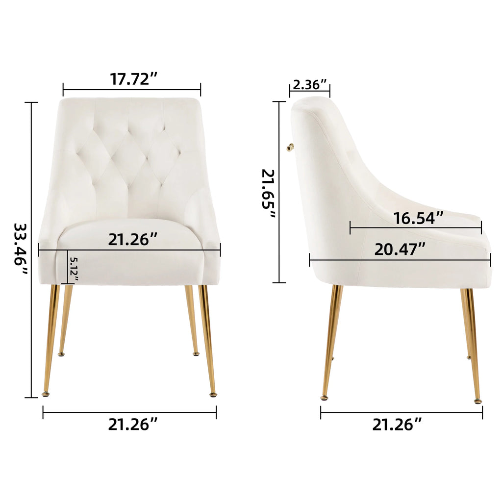 Beige Velvet Upholstered Dining Chairs Set of 2 B82070