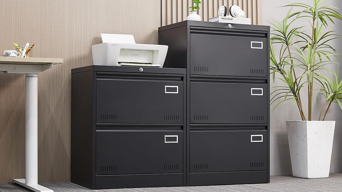 Black 3 Drawer Metal Lateral File Cabinet L361234