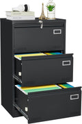 Black 3 Drawer Metal Lateral File Cabinet L361234