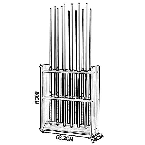 Teak Wooden Billiard Cue Rack Stand for 12 Cues O705253