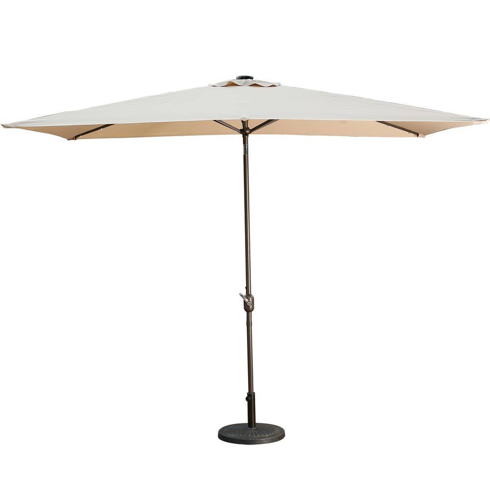 10 ft. Aluminum Rectangular LED Patio Umbrella in Beige J263