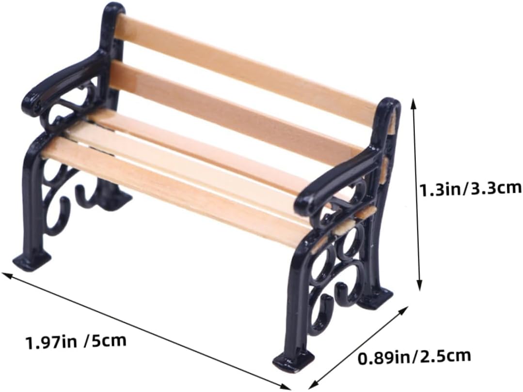 3pcs Mini Park Bench Doll Furniture Miniature Garden Decor L941