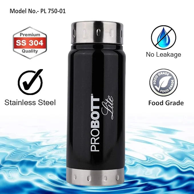 Black Stainless Steel Water Bottle 750ml O370