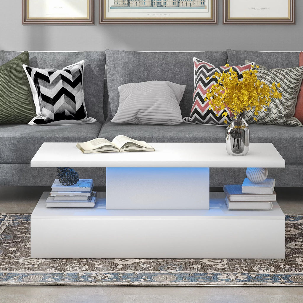 Coffee Table with LED White Y55087