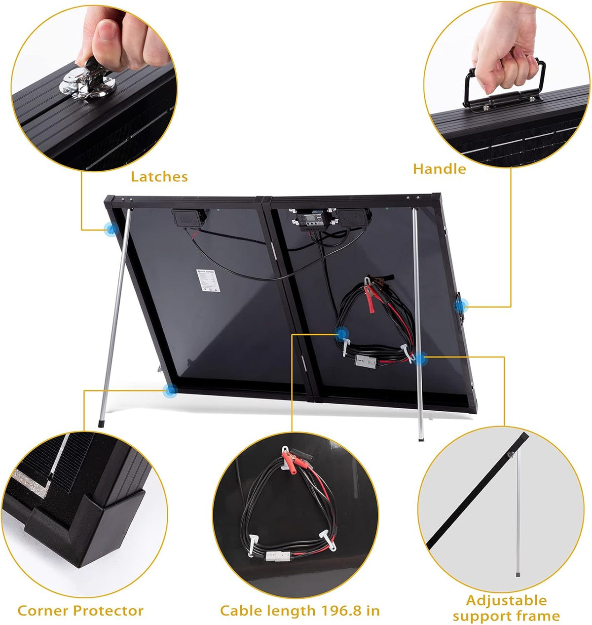 200 Watt 12 Volt Portable Foldable Monocrystalline Solar Panel Suitcase with 30A Charger Controller J35701