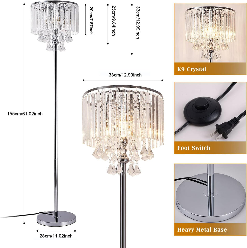 Chrome Crystal 3-Lights Floor Lamp M31922