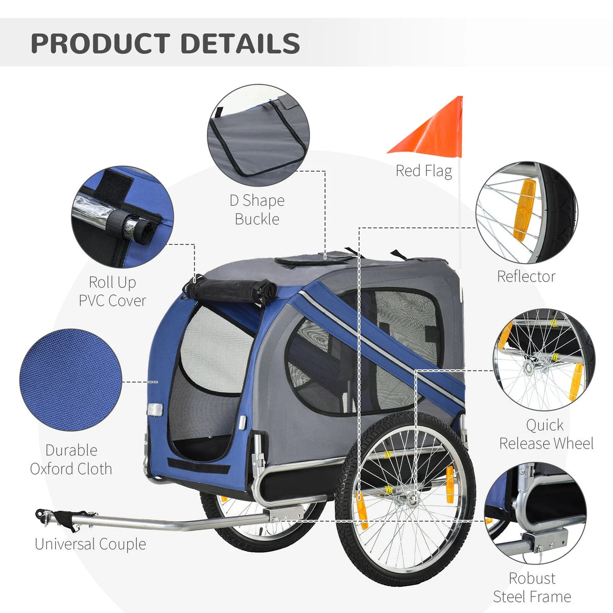 Bike Trailer & Wagon Jogger for Dogs and Pets with 3 Entrances Large Wheels & Mesh Screen K56964