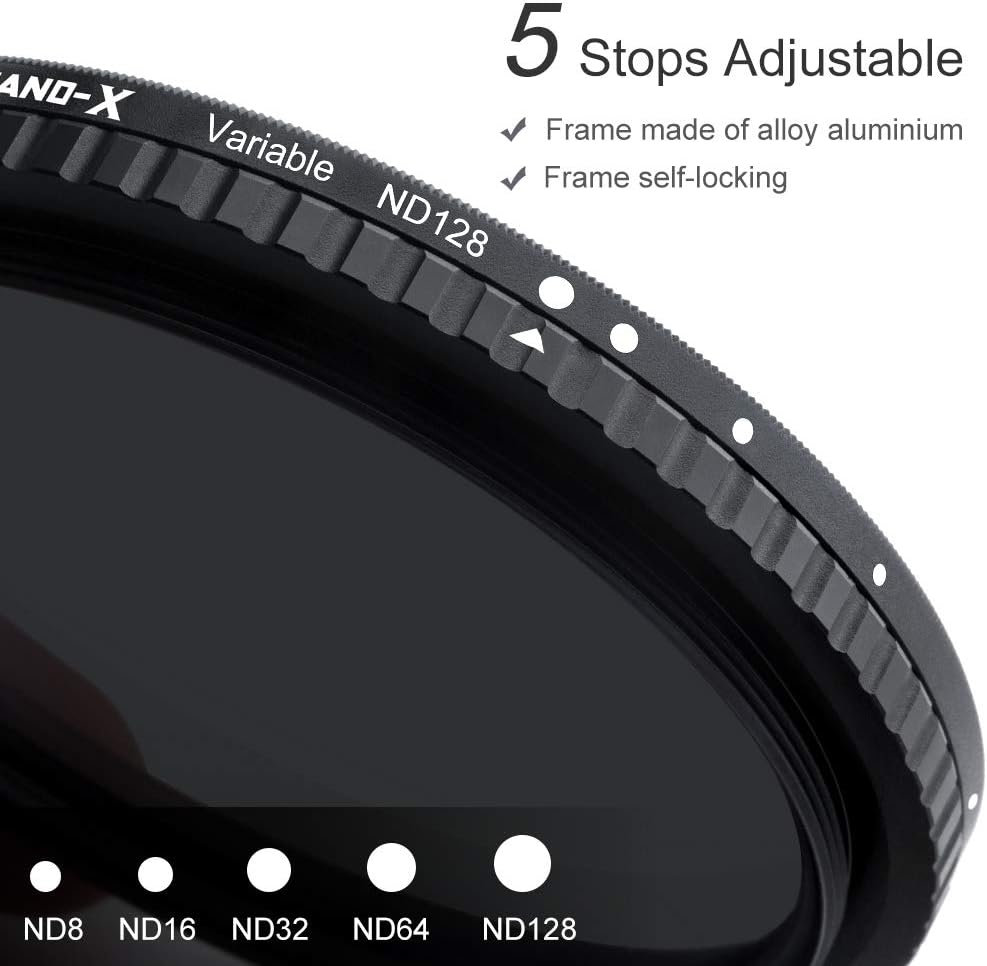 55mm Variable ND Filter ND8-ND128 3-7 Stop Hydrophobic Camera Lens Filter I47043