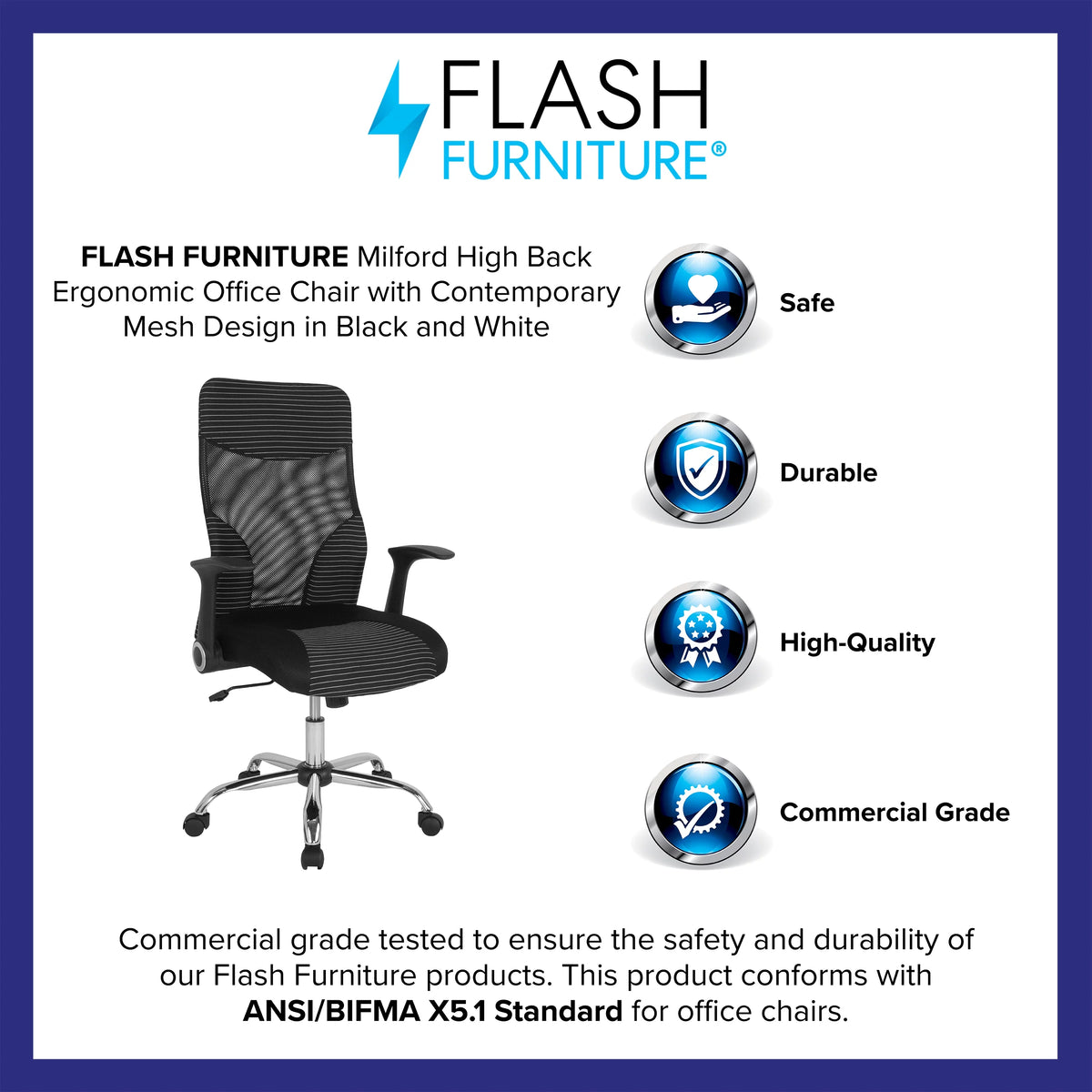 Black and White Mesh Office Chair S676608