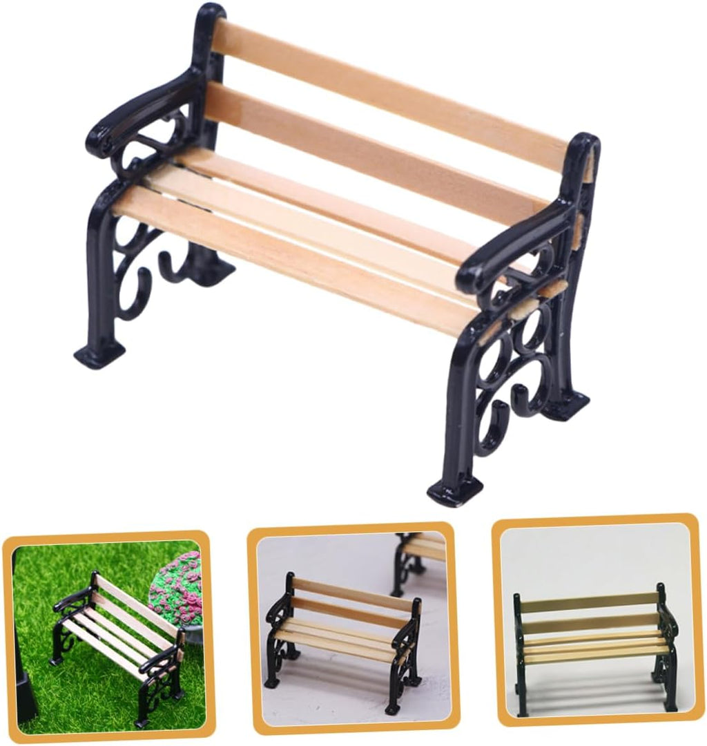3pcs Mini Park Bench Doll Furniture Miniature Garden Decor L941