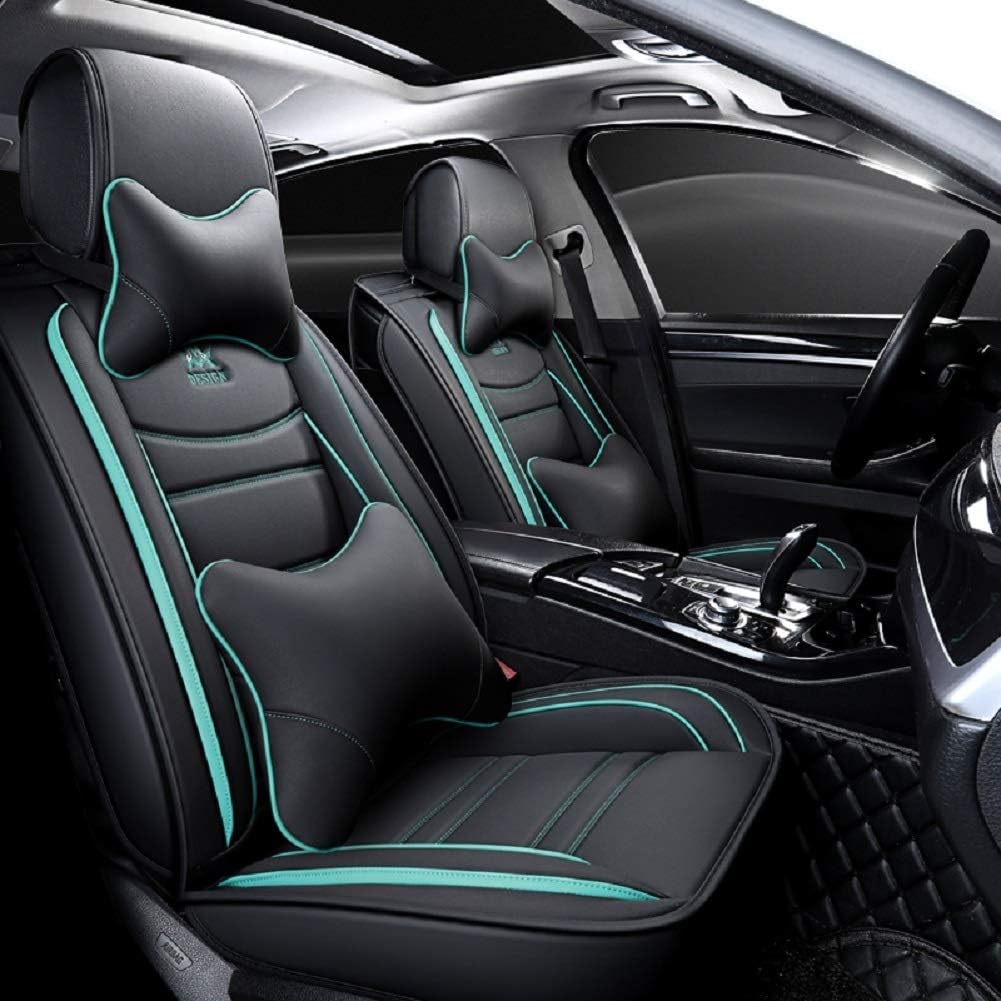 Leather Car Seat Covers 5 Seats Full Set Black Pink S580