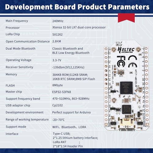 ESP32 LoRa V3 Development Board with 4000mAh Battery and USB Charger Cable Set F458