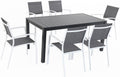 7-Piece Gray White Sling Chairs and Dining Table Outdoor Furniture C6991