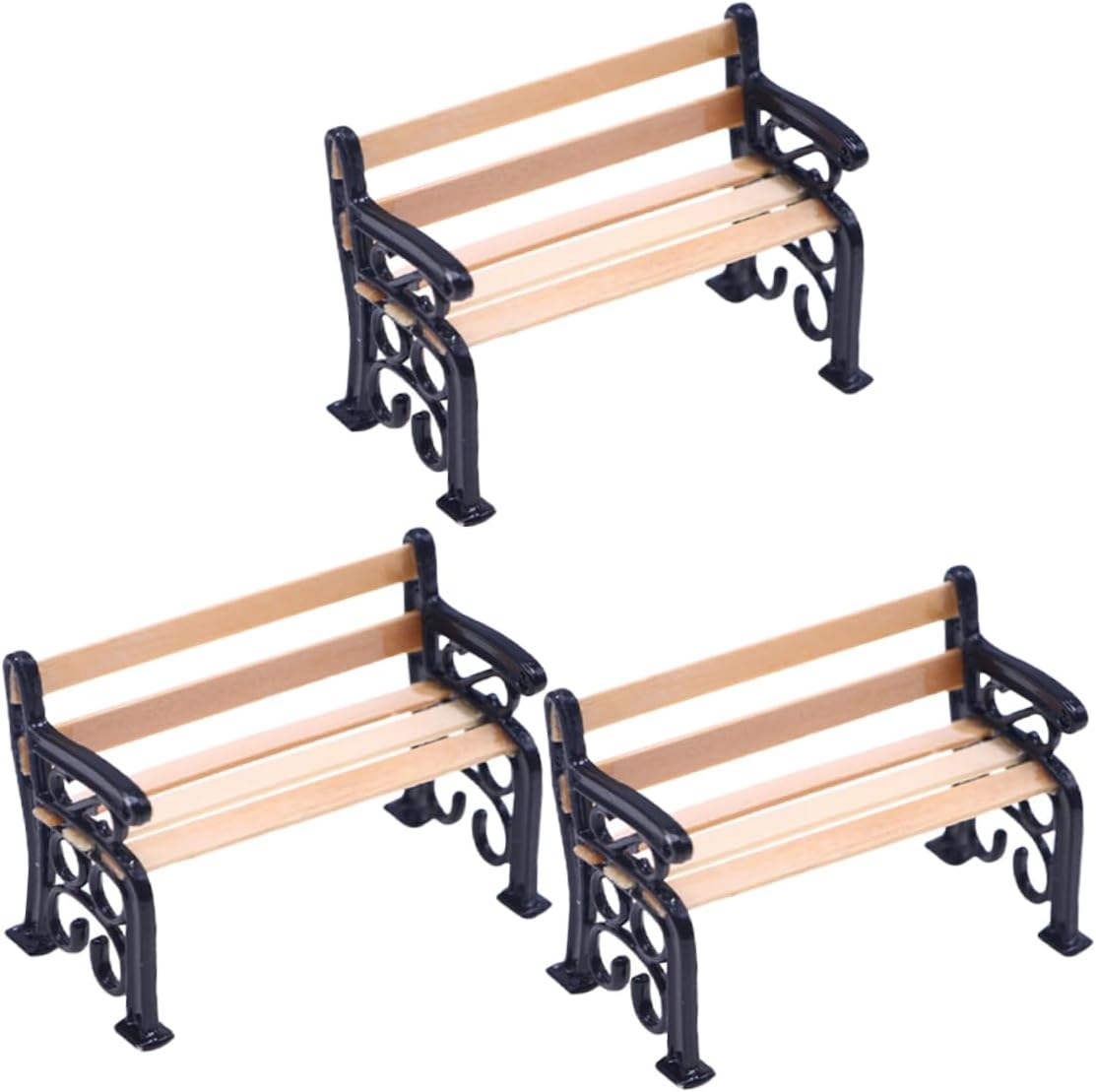 3pcs Mini Park Bench Doll Furniture Miniature Garden Decor L941