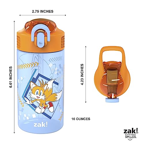 16 oz Pack of 2 Plastic Kids Water Bottle with Spout Cover and Carrying Loop N804