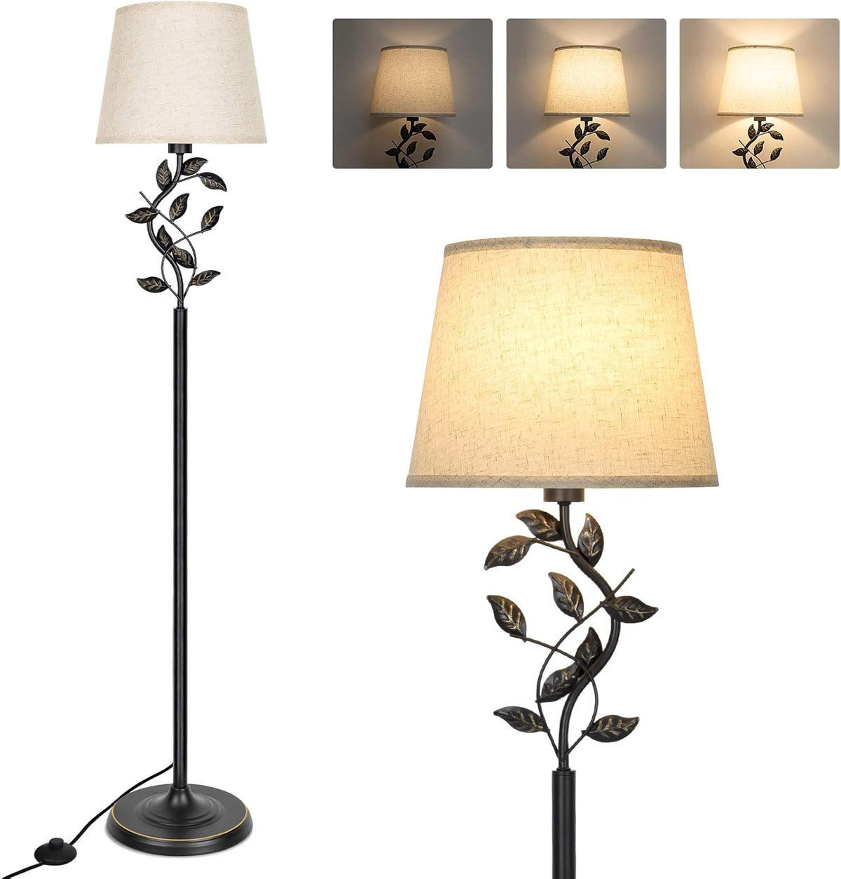 Fully Dimmable LED Floor Lamp with Delicate Leaves, 8W Bulb Included X287293