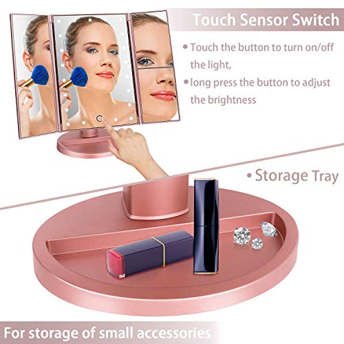 Tri-Fold Lighted Vanity Mirror with 21 LED Lights X2204