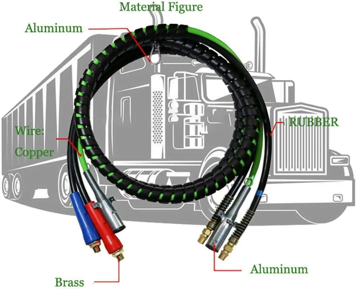 3 in 1 ABS Electrical and Rubber Air Line Hose Assemblies 12 FT Black G976848