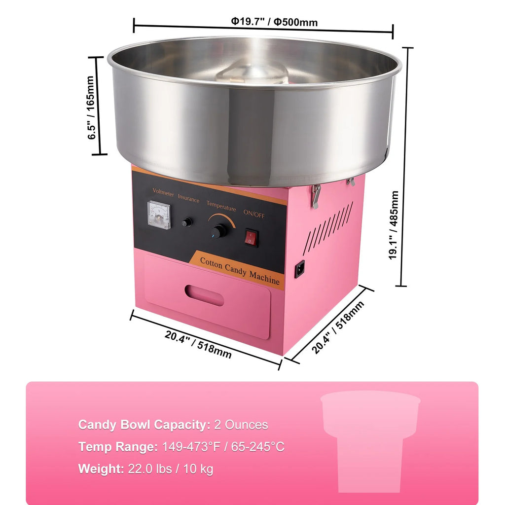 Cotton Candy Machine 21 Inch Stainless Steel Bowl Electric Candy Floss Maker L793
