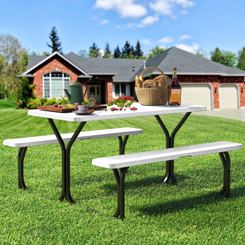 6 ft Picnic Table Bench Set with Umbrella Hole N2816