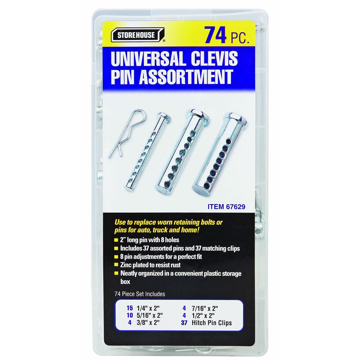 74 Piece Clevis Pin Assortment K48917