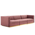 Channel Tufted Performance Velvet 3-Seat Modular Sectional Sofa X759889