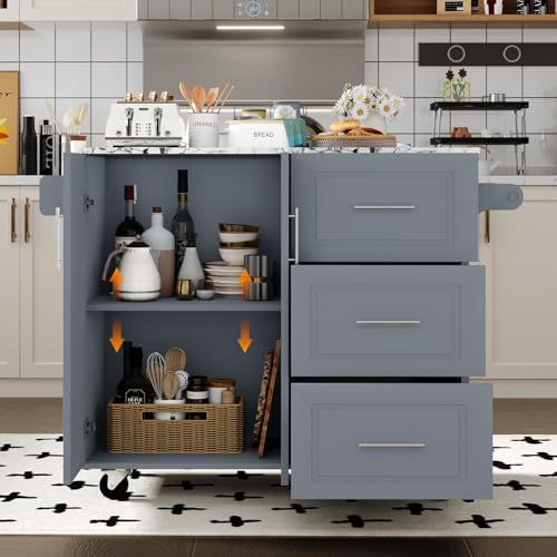 Rolling Kitchen Island with Storage and Drop Leaf Z65017