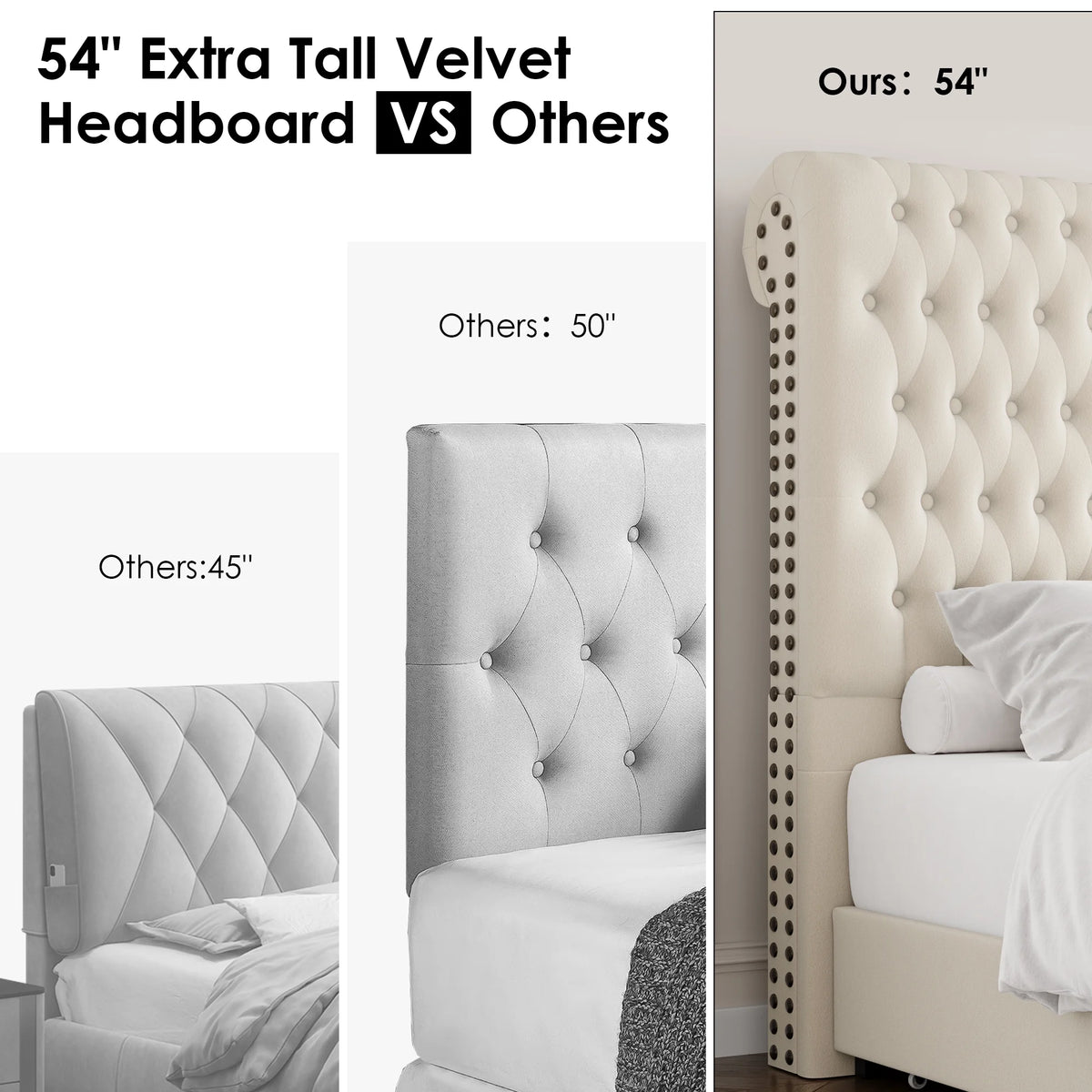 Queen Size Upholstered Storage Bed with Tall Headboard and Drawers C147727