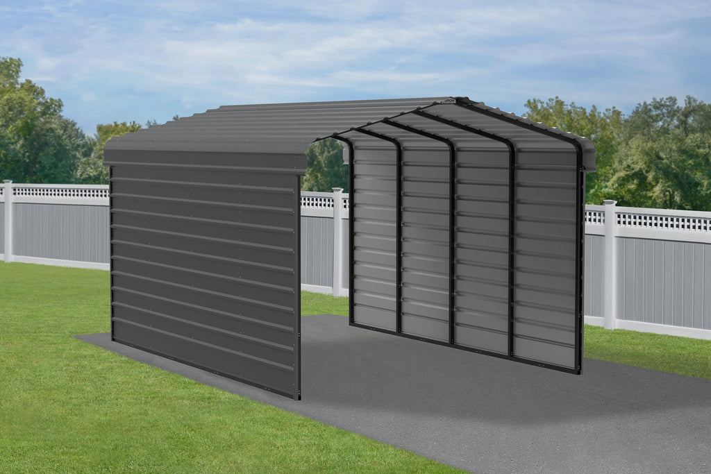 Galvanized Steel Carport Kit, 12' x 20' x 9', Charcoal Q9496