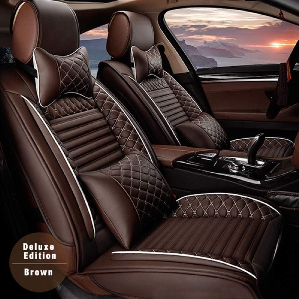 Black & Red PU Leather 5-Seat Car Seat Cover Full Set R7403