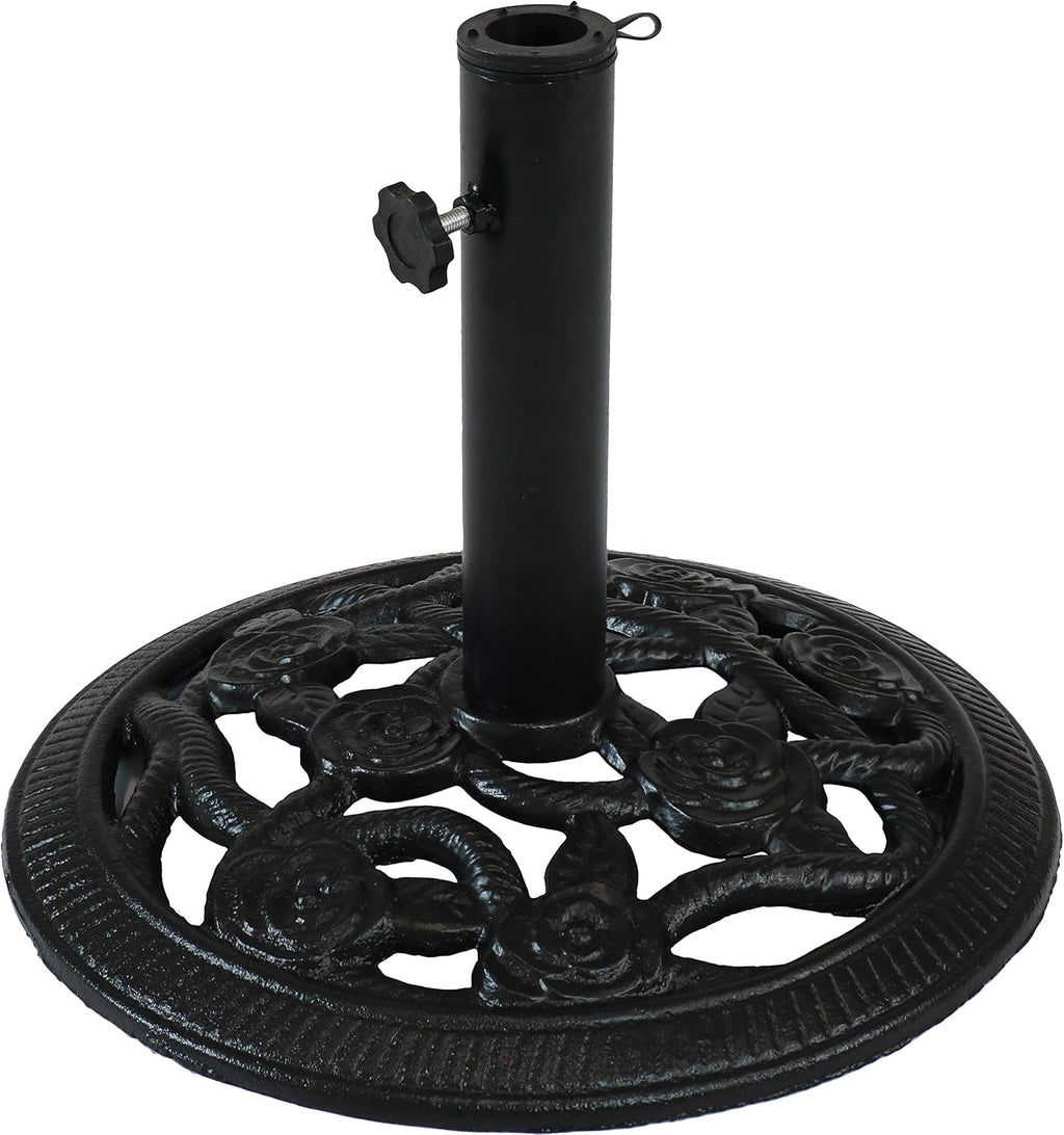 Black Cast Iron Patio Umbrella Base Stand W4662