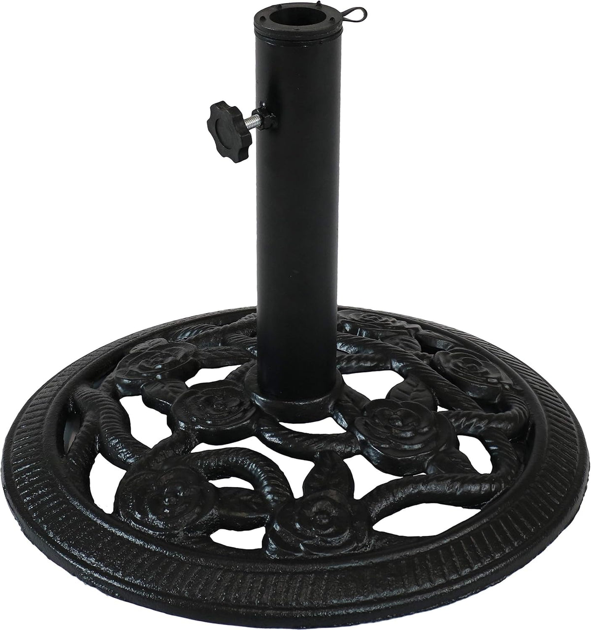 Black Cast Iron Patio Umbrella Base Stand W4662