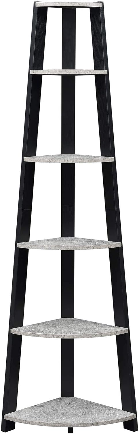 White 5 Tier Corner Bookcase S2995
