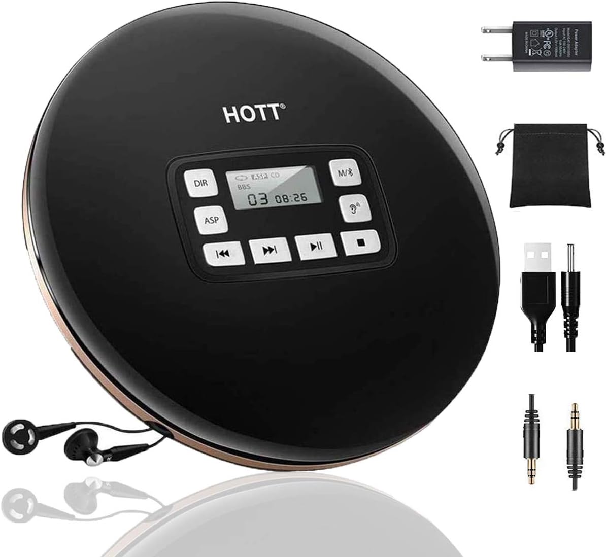 Compact Disc Player with LCD Display, Anti-Skip, Anti-Shock, Black A442