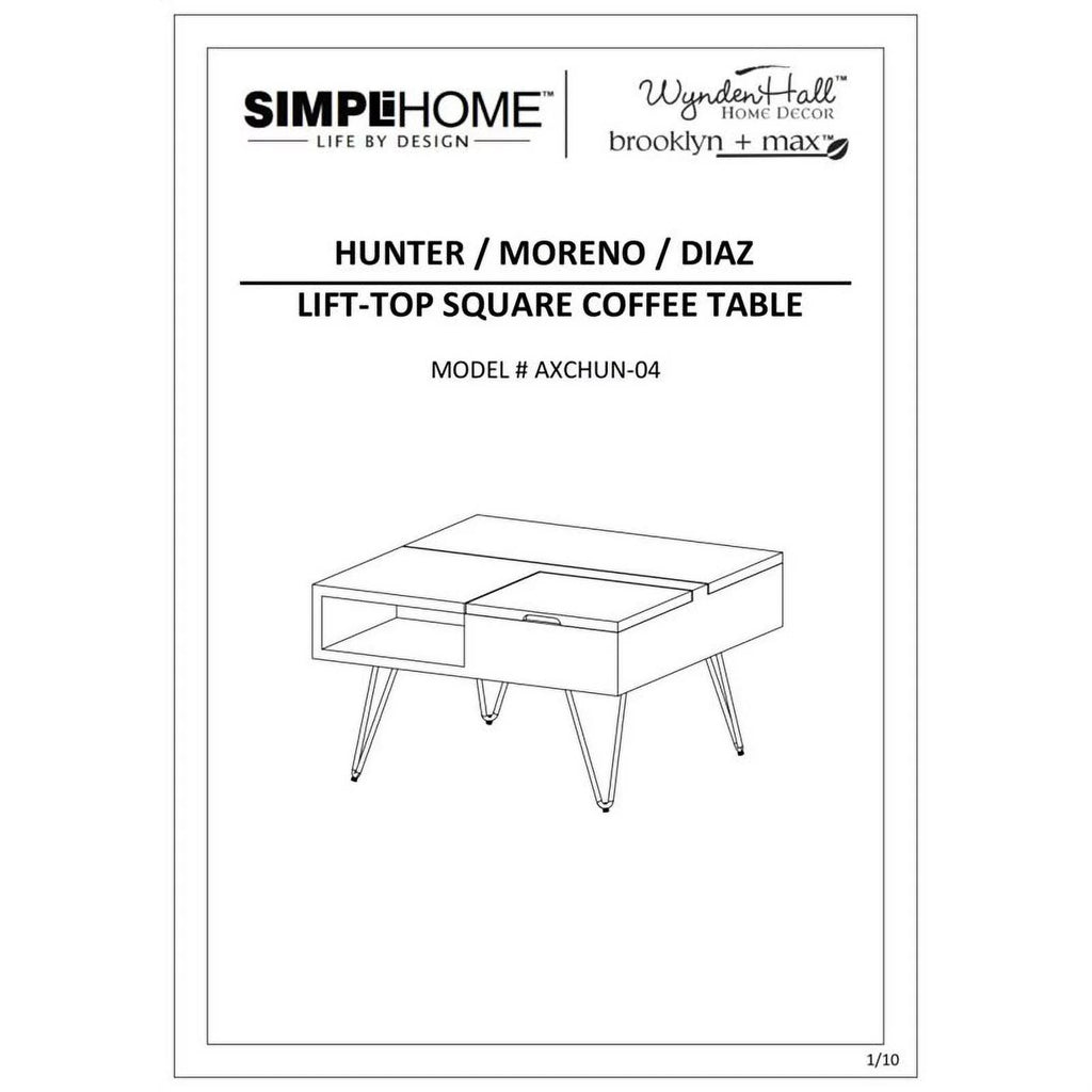 Solid Wood & Metal Lift Top Coffee Table O658763