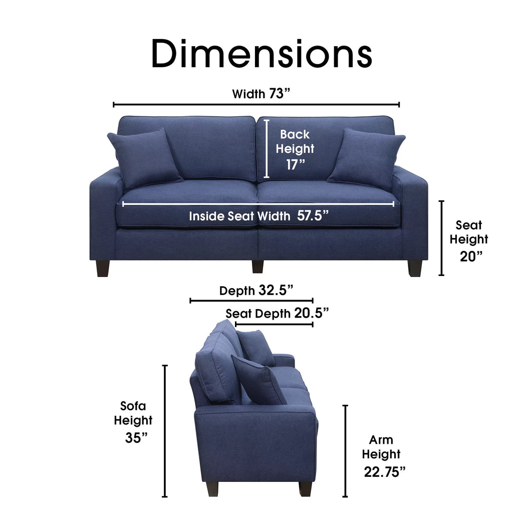 Navy Blue Fabric Sofa H19657