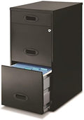 3 Drawer Metal File Cabinet with Pencil Drawer Black D862