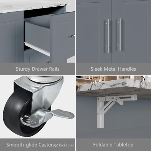 Rolling Kitchen Island with Storage and Drop Leaf Z65017