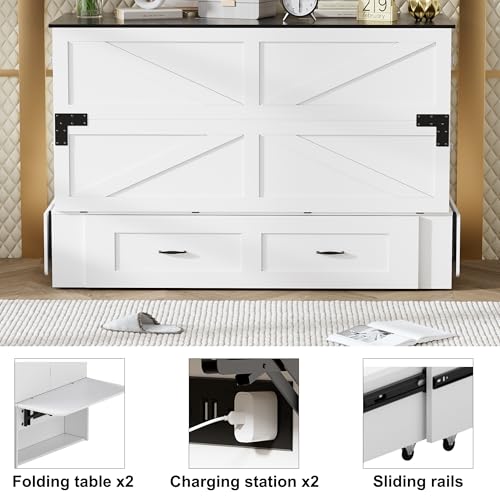 Queen Murphy Bed with Storage and Charging Station I3811