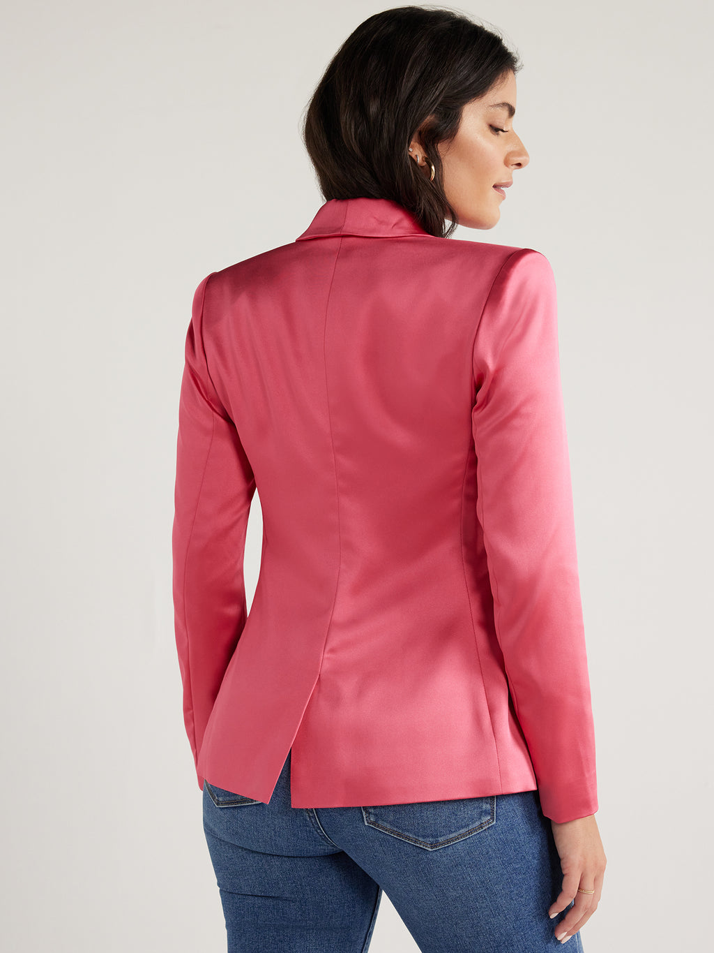 Stretch Satin Double Breasted Blazer F58076